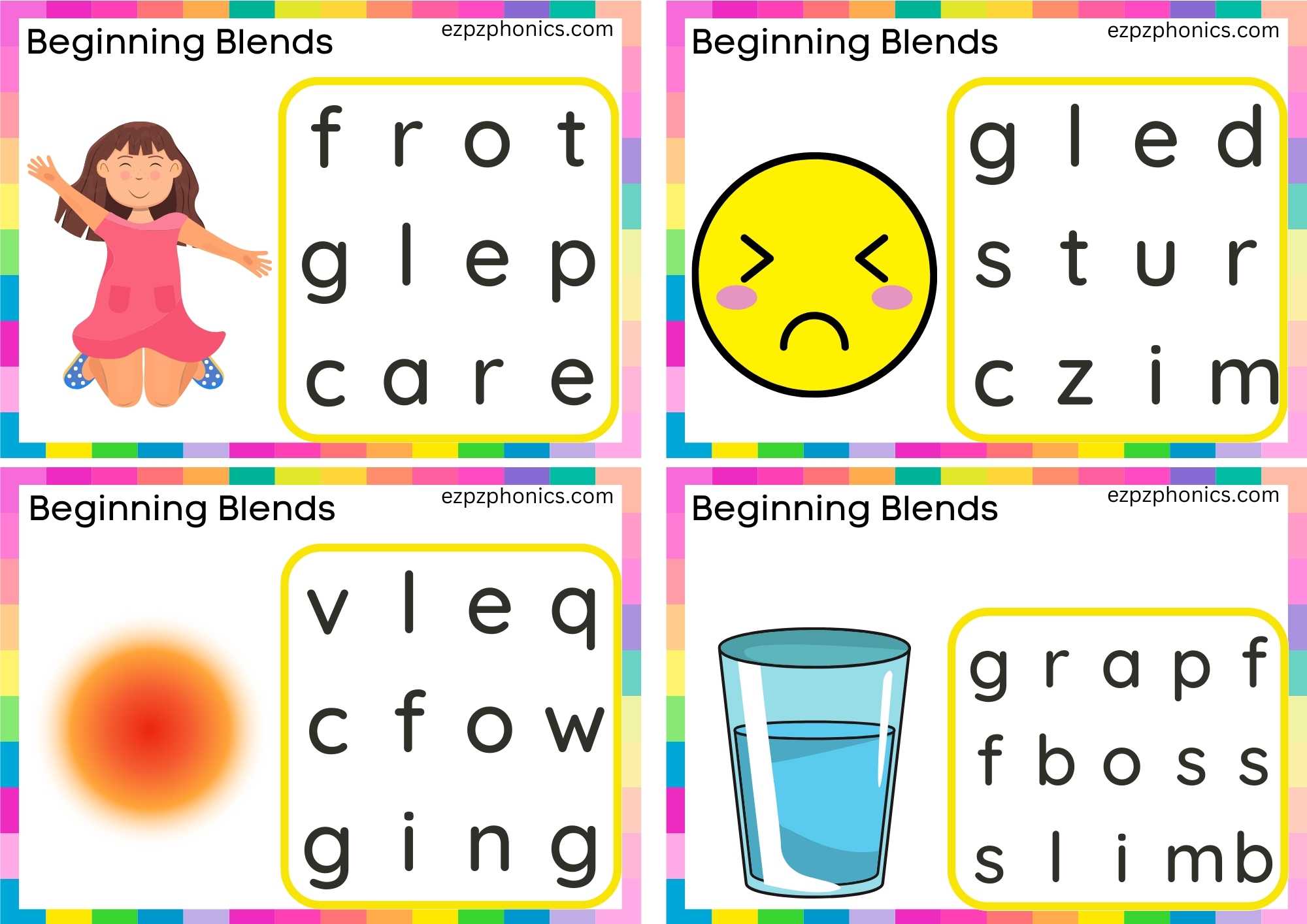 GL Beginning Blends Activity Circle The Correct Letters To Make The Words Set 2